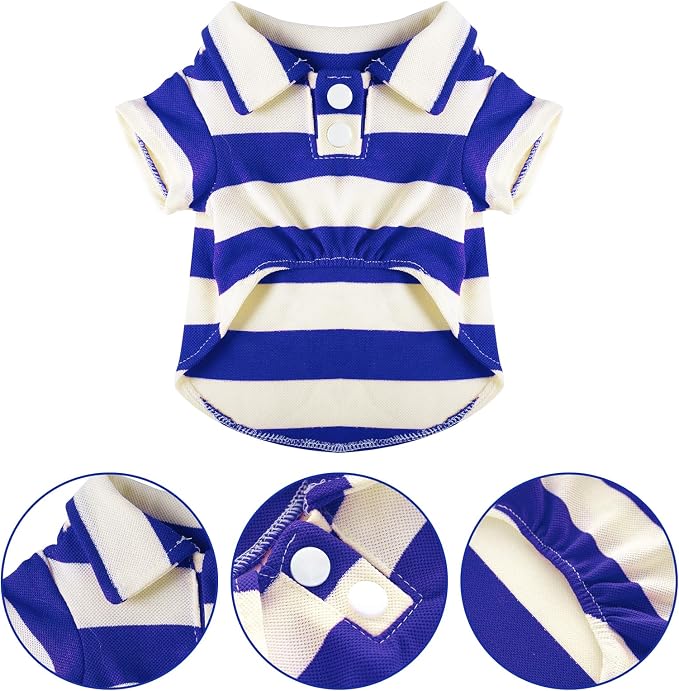 Pistha Dog Shirt Polo Shirt Striped Puppy Clothes for Boy Girl Pets | Dog Shirt Dog Clothes Pet Clothes with Summer Button Up for Small Medium Dogs Cats