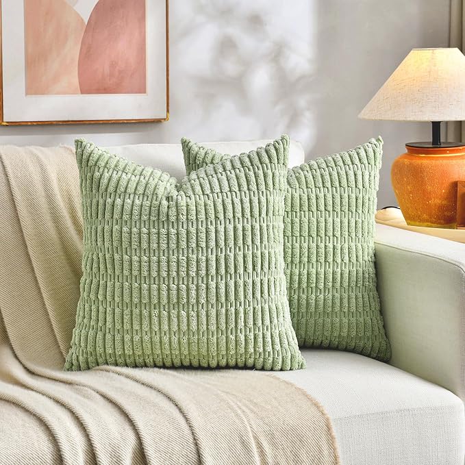 Fancy Homi 4 Packs Decorative Throw Pillow Covers for Living Room Couch Bed, Modern Farmhouse Boho Home Décor Accent Cushion Case, 18" x 18", Yellow Green Series
