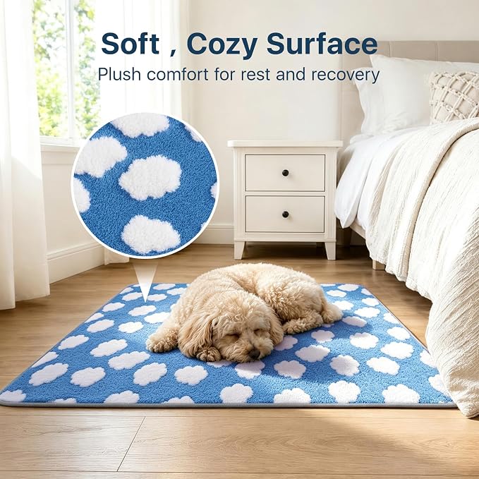 LOOBANI 4 Pack Washable Pee Pads for Dogs, Floor, 30"x34",Blue | Fast Absorbent Reusable Dog Mat, Non-Slip & Waterproof Pet Whelping Pads For Puppy Playpen, Whelping Box, Potty Training
