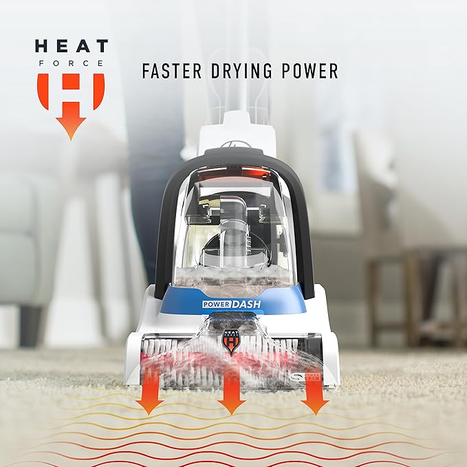 Hoover PowerDash Pet Compact Carpet Cleaner Machine, Lightweight Design | HeatForce Fast Drying, Antimicrobial Brush Roll, Pair with a Hoover Carpet Cleaner Solution