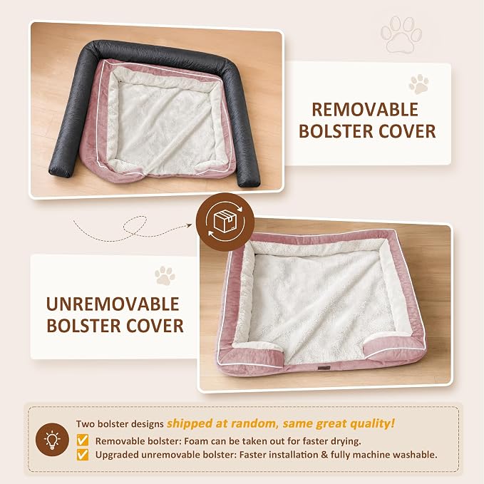 Comfort Expression Waterproof Orthopedic Dog Beds for Extra Large Dog | Supportive Egg Crate Foam XL Dog Bed with Removable Bolster, Dog Couch with Washable Cover & Non-Slip Bottom, 45x35 Inch