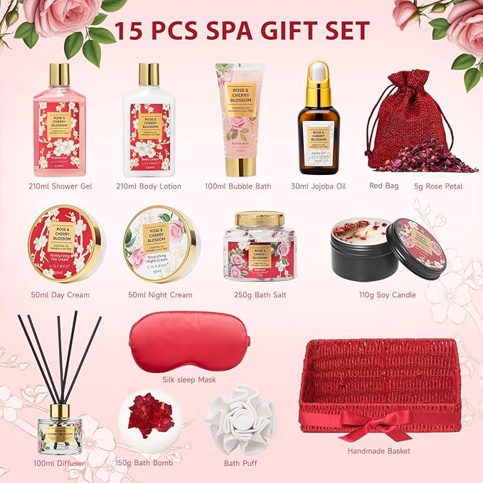 Mothers Day Gifts for Mom, Gifts for Women - Luxury Bath and Body Spa Gift Basket for Women, Skin Care Set for Women | Relaxing Care Kit Christmas, Anniversary, Birthday, Valentines Day Gift Set