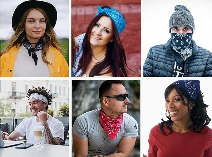 Gift Packaging Bandana for Men Women - 100% Cotton, Paisley, 22x22 In, 1 Pack - Large Bandanna Handkerchief Cowboy Hanky