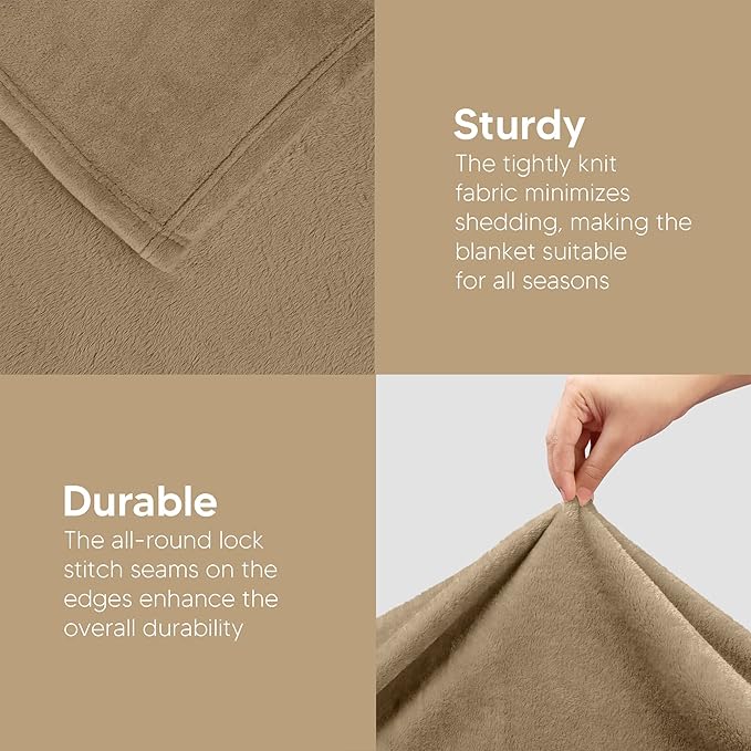 Utopia Bedding Ultra Soft Fleece Bed Blanket Throw Size Camel (50x60 Inch) | Microfiber Plush Warm Lightweight Breathable Cozy Blanket Anti-Static, All Season Use, Gift for Women and Men