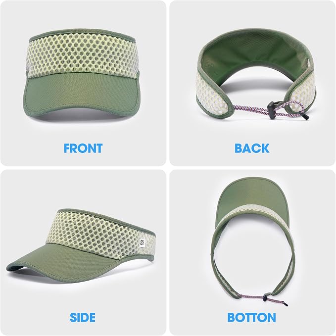 LONGLONG Sports Sun Visor Hat with Non-Slip Toggle Breathable for Women Men | Adjustable Quick Dry Moisture-Wicking Soft Lightweight Mesh Sun Protection Cap Golf Tennis Pickleball Running Garden Hiking