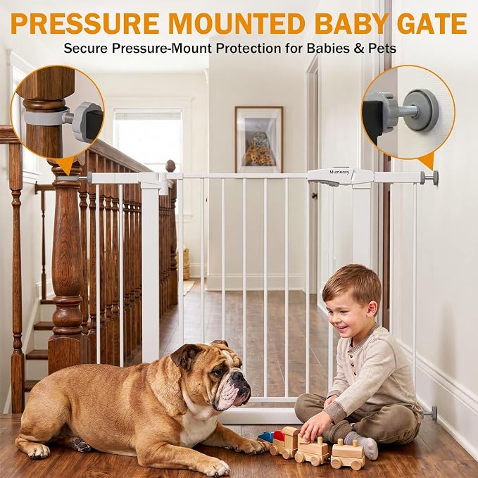 Mumeasy 29.7-43" Baby Gate for Stairs & Doorways, Pressure Mounted Dog Gate