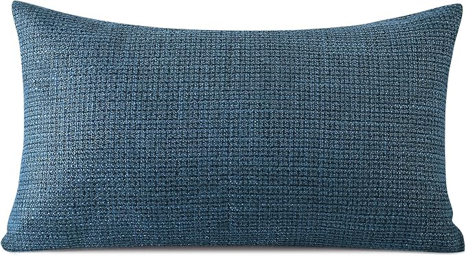OTOSTAR Linen Throw Pillow Cover Set of 1 Decorative Lumbar Pillowcases Cushion Covers 16x24 Inch for Home Decor Sofa Bedroom Car 40 x 60CM Dark Blue
