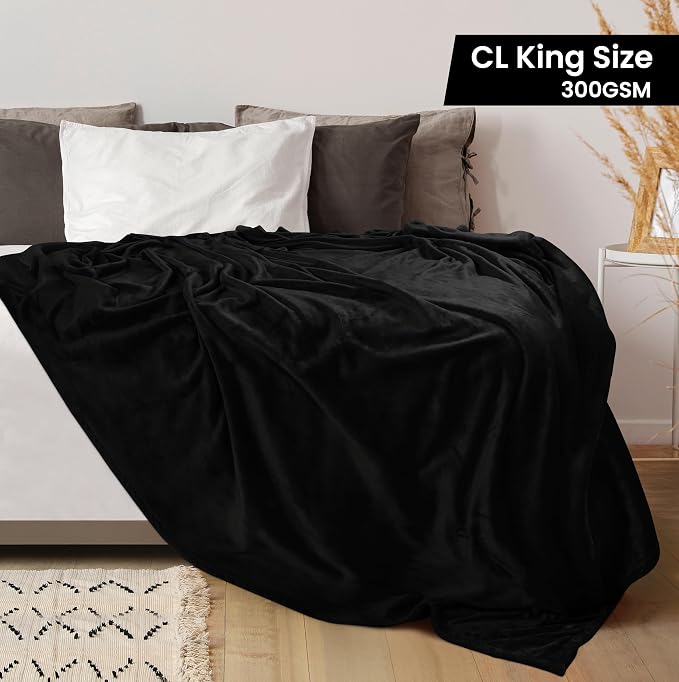 Utopia Bedding Fleece Bed Blanket California King Size Black (102x96 Inch) | Microfiber Plush Warm Lightweight Breathable Cozy Blanket Anti-Static, All Season Use Gift for Women and Men