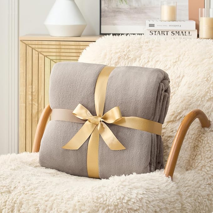 Hansleep Full Mocha Brown Fleece Blanket, Soft Flannel Bed Blanket | Fuzzy Cozy Blanket 84x90 Inches, Multi-use for Bed, Sofa, Couch, Travel, Camping, All Season Warm Lightweight Cover