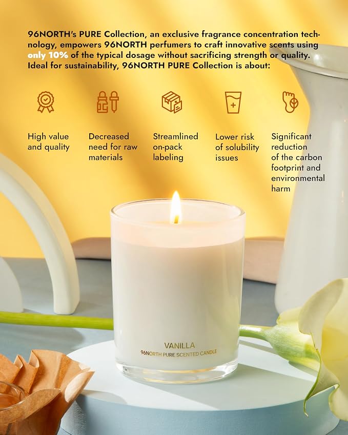 96NORTH Luxury and Pure Vanilla Candles | 3 Wick and 1 Wick Jar Candles | Relaxing Aromatherapy Aesthetic Candle