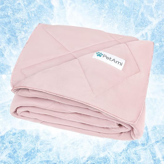 PetAmi Premium Cooling Dog Blanket | Lightweight Fluffy Pet Throw Blanket Bed Cover for Dogs, Cat, Puppies | Pet Blanket Furniture Protector Couch Sofa | Reversible Fuzzy Cozy | 40x60, Pink