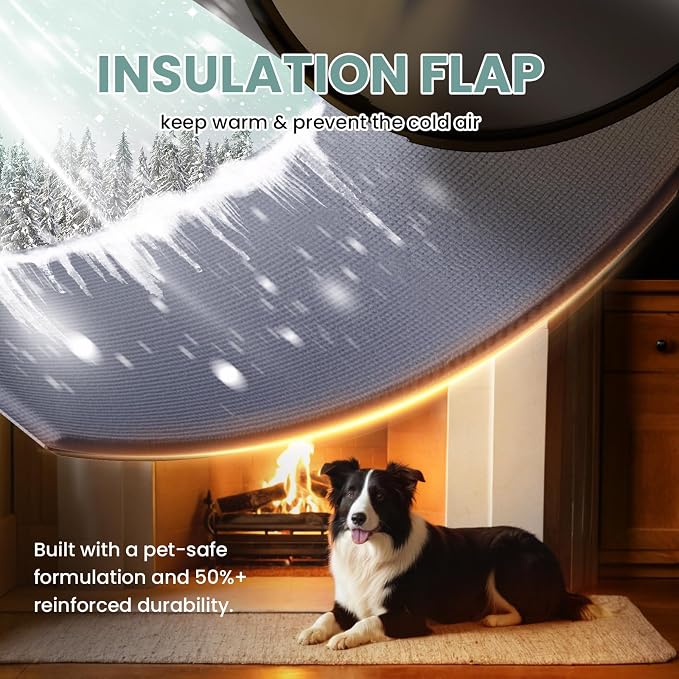 3-Flaps Large Dog Door for Wall, Pets Up to 100 lb | Insulation Flap, Magnetic Flaps, Durable Plastic Frame, Closing Panel, Resist Extreme Weather, Never Rust, Easy Installation