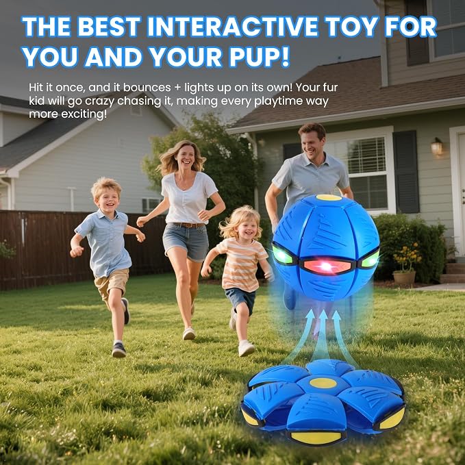 Magic Bouncing Ball 6-Light Transformable Pop up Ball, Interactive Bouncy Toy for Kids Dogs Pets