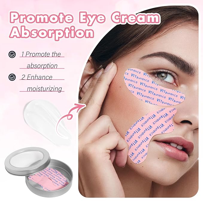 Reusable Eye and Smile Line Patches, Silicone Under Eye Patches and Nasolabial Folds Patches, Silicone Wrinkle Patches for Fine Lines & Dark Circles with Metal Applicator, Visible Metal Case