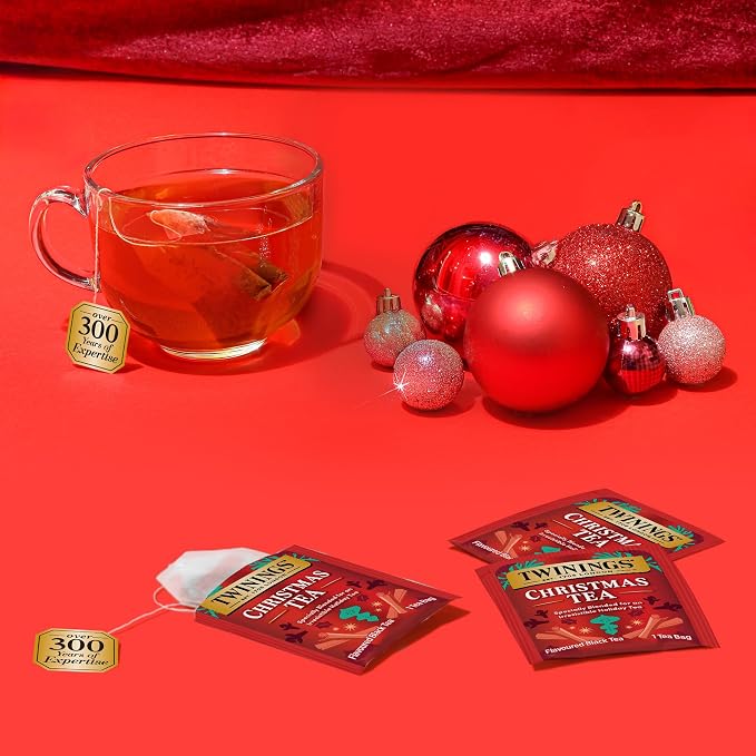 Twinings Christmas Black Tea Individually Wrapped Bags, 20 Count (Pack of 1), Aromatic Cinnamon & Clove, Caffeinated, Enjoy Hot or Iced, 20 Teabags