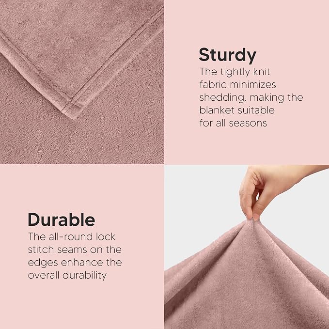 Utopia Bedding Soft Fleece Bed Blanket Queen Size Rose Pink (90x90 Inch) | Microfiber Plush Warm Lightweight Breathable Cozy Blanket Anti-Static, All Season Use, Gift for Women and Men