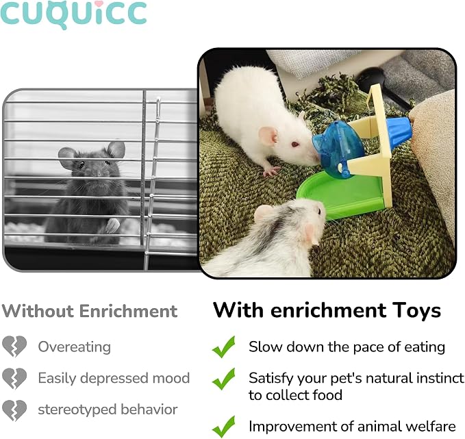 Rat Enrichment and Sniffing Toy set , Interactive Toys for Rat Guinea Pig Rabbit and Small Animal, Rats Puzzle Foraging ToyTreat Dispensing Slow Toy for Rat cage Accessories. One set contains 2 toys