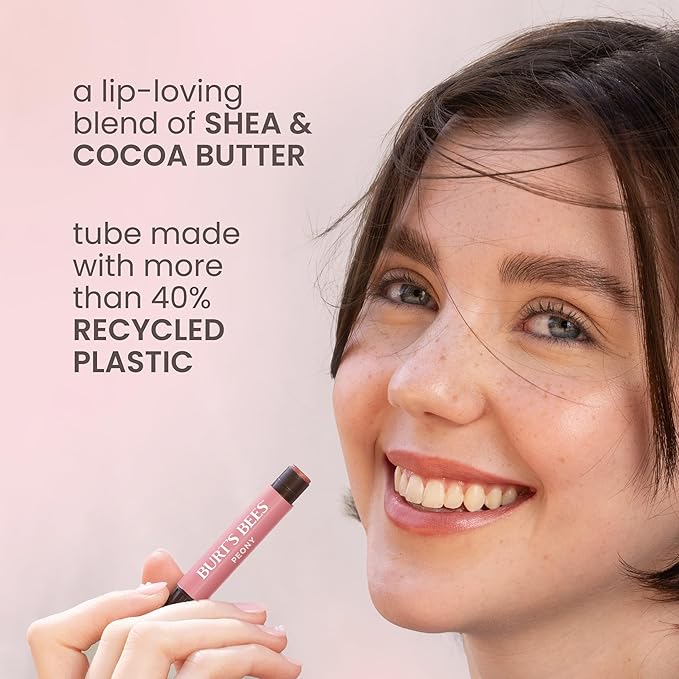 Burt's Bees Shimmer Lip Tint Set, Tinted Lip Balm Stick, Moisturizing for All Day Hydration with Natural Origin Glowy Pigmented Finish & Buildable Color, Plum (4-Pack)