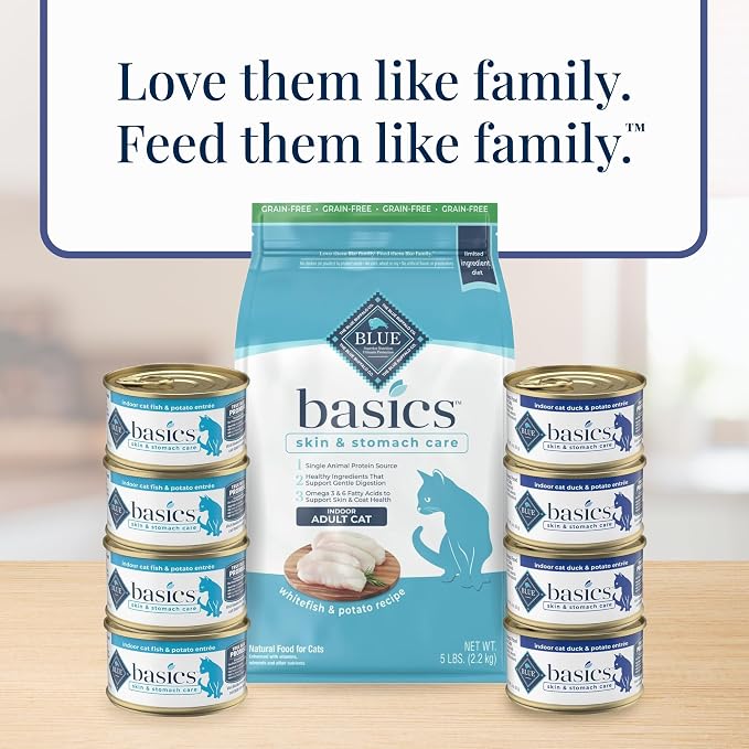 Blue Buffalo Basics Duck Grain-Free Wet Cat Food, 3 oz, 24 ct | Skin & Stomach Care, Real Duck #1 Ingredient, Limited Ingredient Diet, Antioxidant-Rich LifeSource Bits, Skin & Coat Health