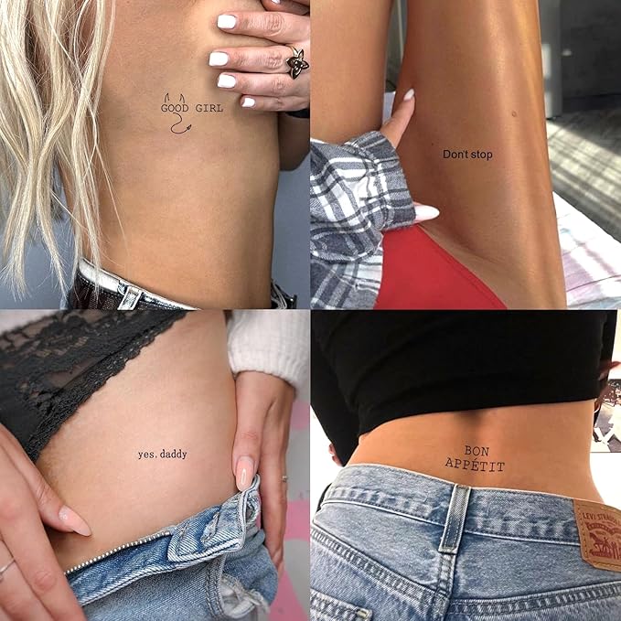 Sexy Heart Belly Tramp Stamp Semi Permanent Temporary Tattoos, 2 weeks Tribal Chest Waist Thigh Arm Fake Tattoos for Women, Realistic Waterproof and Non-Reflective, 2 Sheets