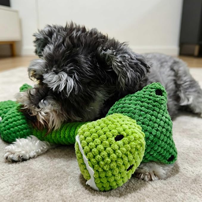 Squeaky Plush Dog Toys, Cute Animal Pet Toy for Small Dogs, Dinosaur