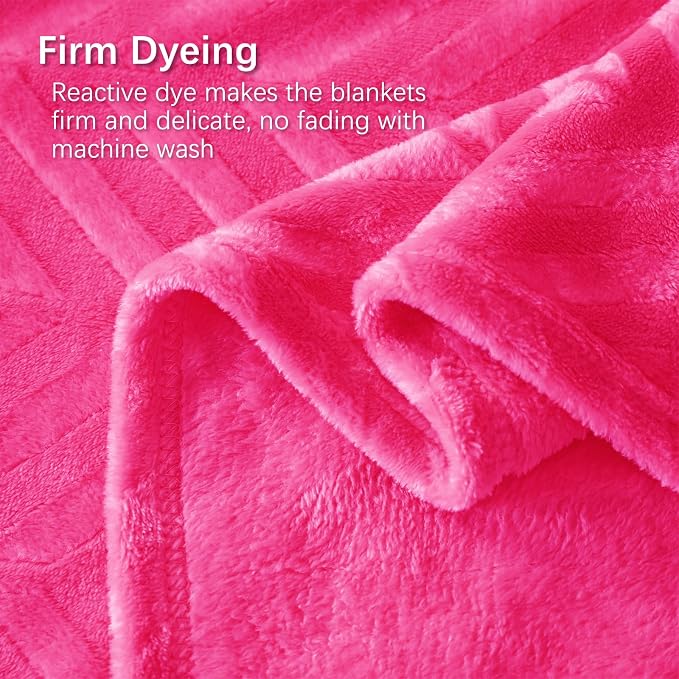 Whale Flotilla Flannel Fleece Fall Bed Blanket Twin Size, Hot Pink | Lightweight Breathable Soft Bedspread, Plush Fluffy Coverlet Chevron Design Decorative Blanket for Home Life, 60x80 Inch