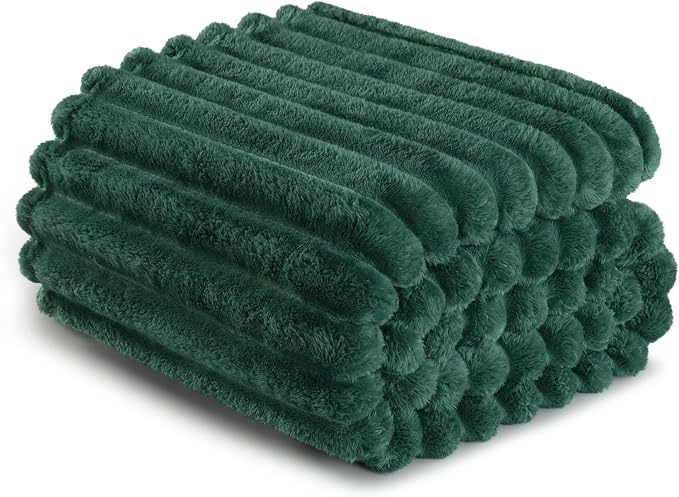 Exclusivo Mezcla Striped Twin Size Fleece Blanket for Bed, Couch, 60"x80" | Soft Breathable Cozy Bed Blankets, Lightweight Plush Fluffy Fuzzy Jacquard Decorative Blankets
