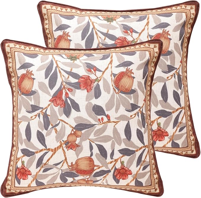 patdrea Designer French Vintage Linen Throw Pillow Cover,18"x18",Set of 2 | Decorative Pillow Case with Zipper,Floral Pattern,Pillow Cover for Couch Living Room Bedroom Sofa