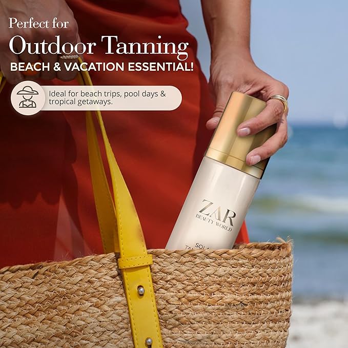 Zar Solar Tanning Oil | Fast Dark Tanning Accelerator for Outdoor Use | Natural, Non-Greasy Formula with Sweet Almond & Jojoba Oils | Nourishes & Protects Skin | Perfect for Face & Body - 100 ml