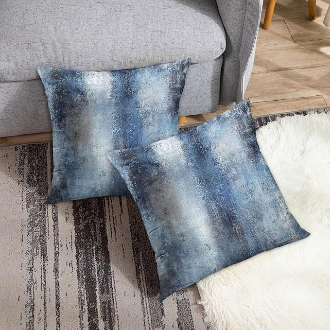 Throw Pillow Covers Set of 2, 20 x 20 Inch, Navy Blue Art | Abstract Modern Art Outdoor Decorative Square Pillow Cases Couch Cushion Case for Couch Bed Sofa Living Room Home Decor