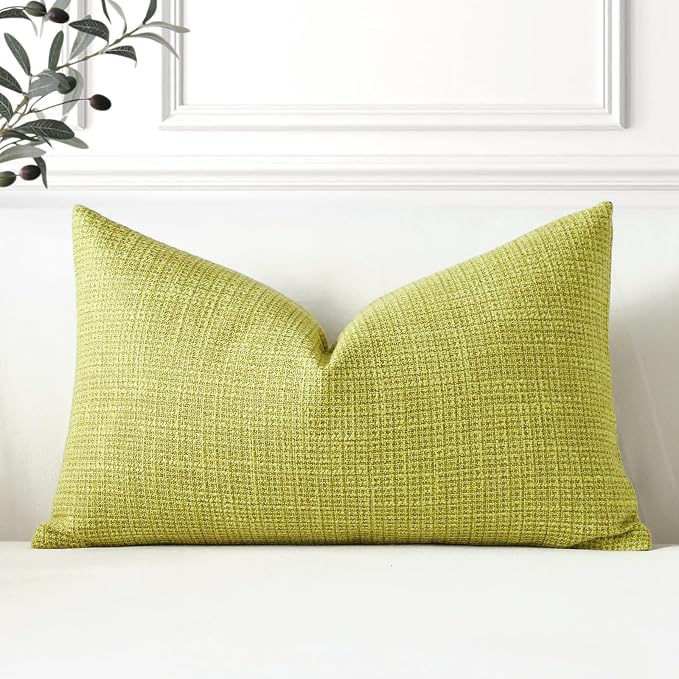 OTOSTAR Linen Throw Pillow Cover Set of 1 Decorative Lumbar Pillowcases Cushion Covers 16x24 Inch for Home Decor Sofa Bedroom Car 40 x 60CM Sage Green