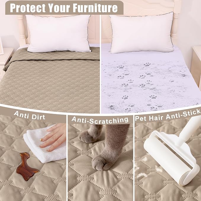 Smiry Waterproof Dog Bed Cover Blanket, Reversible Pet Blanket | Soft Reversible, Washable Leakproof Cats Dogs Couch Cover for Sofa, Couch, Furniture (82x82 Inch)