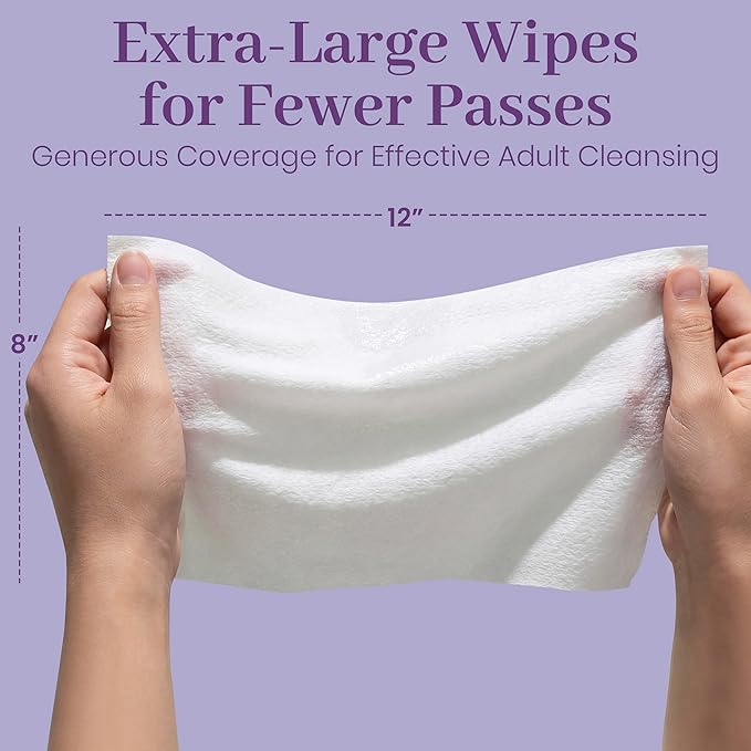 XL Adult Wipes for Elderly - 224 Count Body Wipes for Adults Bathing No Rinse, 12" x 8" Disposable Incontinence Washcloths, Fragrance Free, Sensitive Skin, Aloe & Vitamin E, Hypoallergenic ProHeal