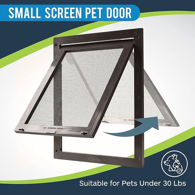 TonGass 7.9" x 9.9" Pet Screen Door Flap Fits Dogs & Cats Under 30 Lbs | Small Dog Doors Flaps, Cat Screen Window Door Flap for Exterior Porch Screen and Window Screen - Brown