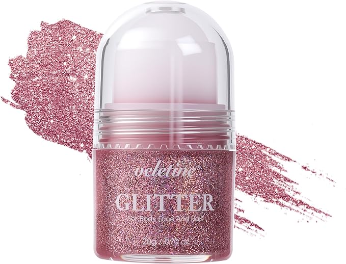 Body Glitter, Roll-on Glitter for Body, Face, Hair and Lip,Shimmer Three-Dimensional Glitter, Halloween Sparkling Body Contouring Highlight Makeup, 20g/0.7 oz (Laser Powder)