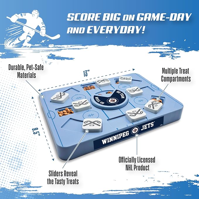 Pets First NHL Winnipeg Jets Large Puzzle Toy, New Size, Interactive Dog Treat & Slow Feeding Toy