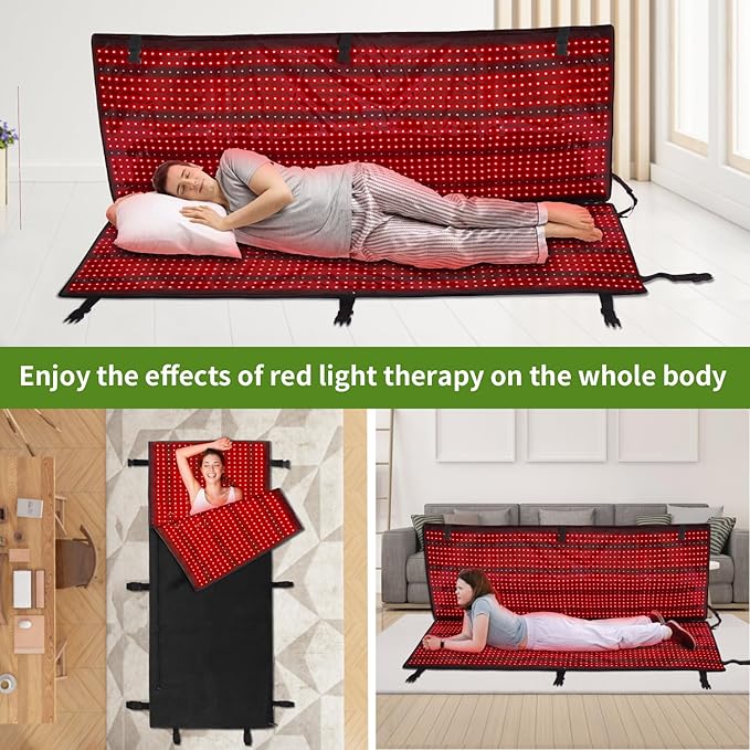 Red Light Therapy mat for Full Body, 660nm 850nm Infrared Light Therapy Mat with Timer,Full Body Red Light Therapy Device for Shoulder Waist Pain Relief 63''x27''