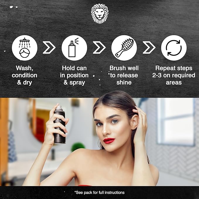 Mane Hair Thickening Spray & Root Touch Up, Instantly Thicker Hair for Men & Women, Fill in Hairlines and Hide Thinning and Fine Patches - Light Brown, 12 Colors (6.76 oz)