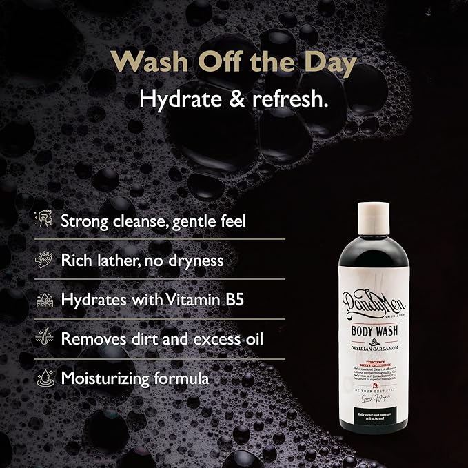 DandyMen Hydrating Bodywash for Men – 16oz (1-pack, Obsidian Cardamom)