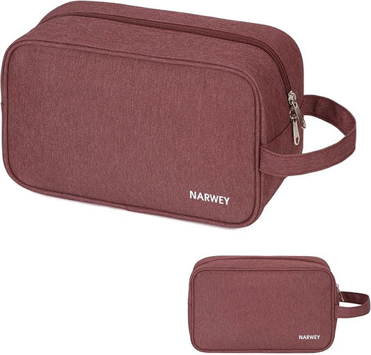 Narwey Travel Toiletry Bag for Women Traveling Dopp Kit Travel Bag for Toiletries Cosmetic Bag Makeup Bag Medicine Bag for Traveling (Jujube Red)
