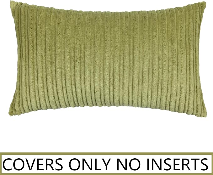 UGS UGASA Velvet Soft Solid Decorative Pillow Covers Lumbar Cushion Case for Sofa/Bedroom/Car, 1 Piece, 12x20 Inch, Green