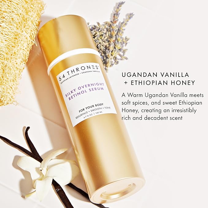 54 Thrones Silky Overnight Retinol Body Serum, Retinol Serum for Face and Body, Skin Care for Women, Infused with Egyptian Luffah Oil, Magnesium and Melatonin