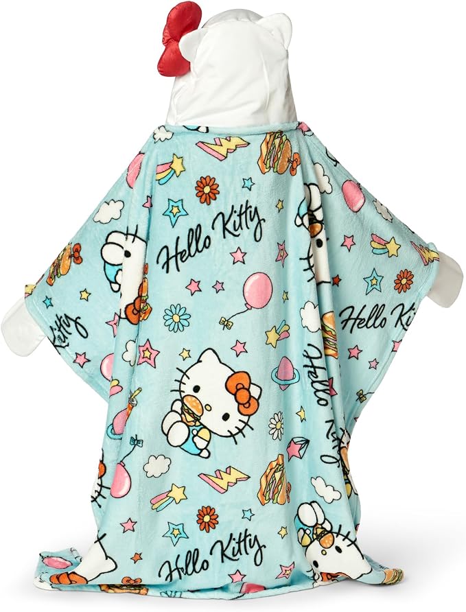 Northwest Sanrio Hello Kitty Blanket, Wearable Hooded Throw, Soft 3D Sculpted Hood, Silk Touch Throw, 40 x 50 Inches