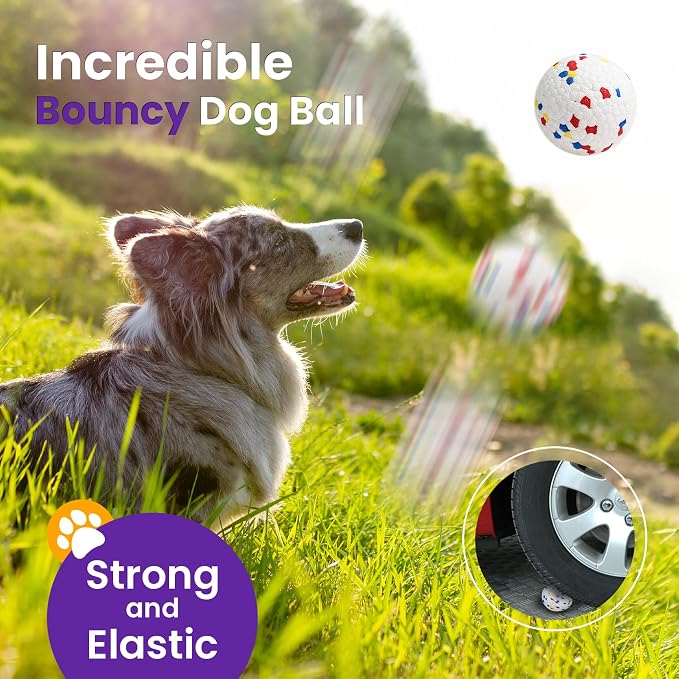 Dog Toy Balls, 2 Pack 3" Bouncy Dog Tennis Balls, Orange White