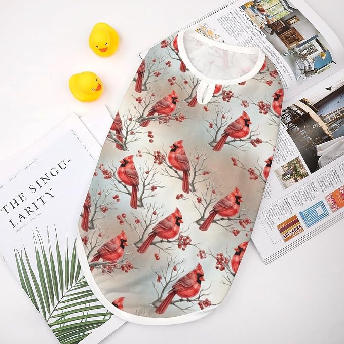 Fashion Cat Shirt Dog Tank Tops Pet Soft Breathable Clothes Cute Decor Red Birds Cardinal
