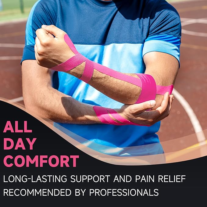 CKeep Kinesiology Tape, Uncut 2 Rolls, Original Cotton Elastic Premium Athletic Tape,Latex Free Hypoallergenic, 2inch x 16ft, Pink