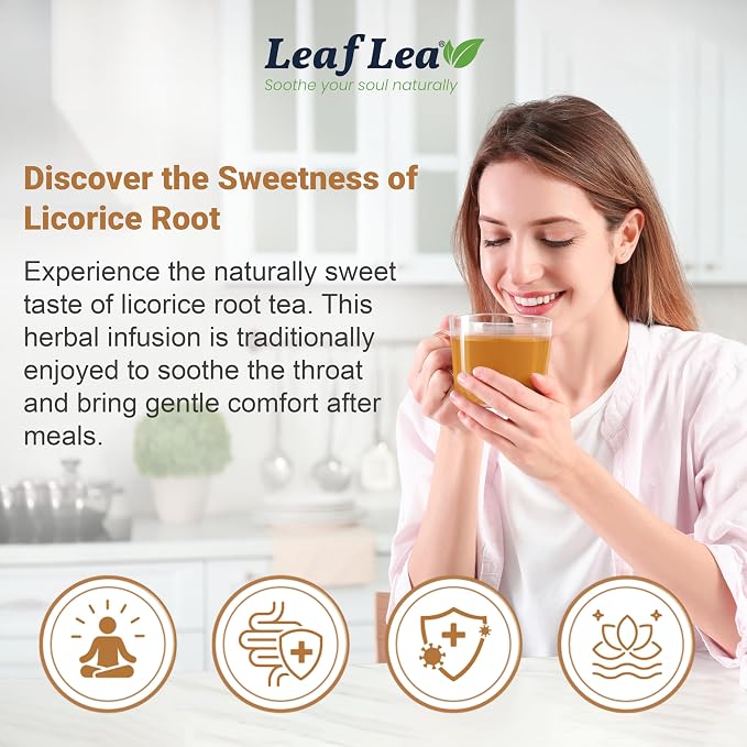 LeafLea Licorice Root Tea Bags, Caffeine-Free Naturally Sweet, 40 Count | Pure Egyptian Licorice Spice, Single Ingredient, Sugar-Free & Vegan, Foil-Wrapped for Lasting Freshness