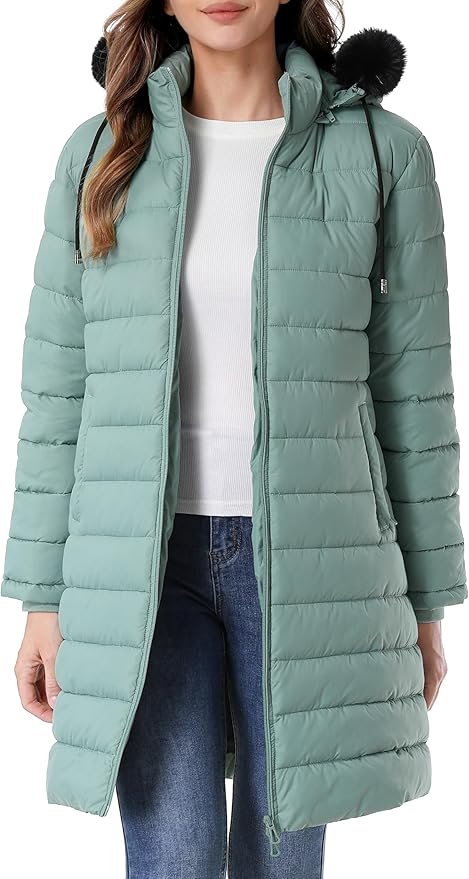 GOLDLADIES Women's Waterproof Long Down Jacket,Warm Winter Hooded Puffer Coat Thickened for Hiking Outdoor