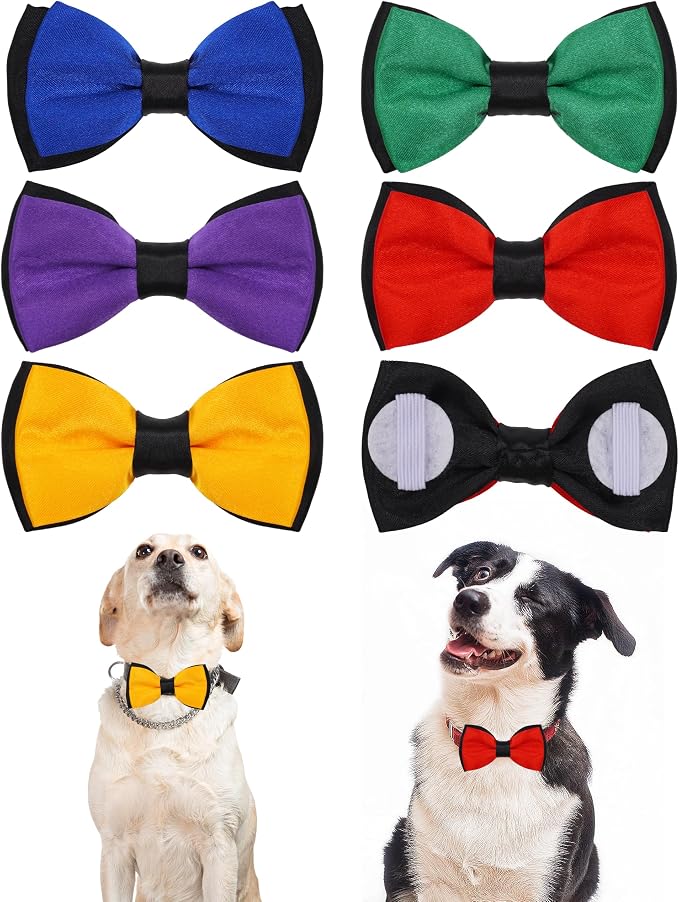 PET SHOW 5 Pack Mixed Color Dog Bowties for Large Dogs Slide on Collar