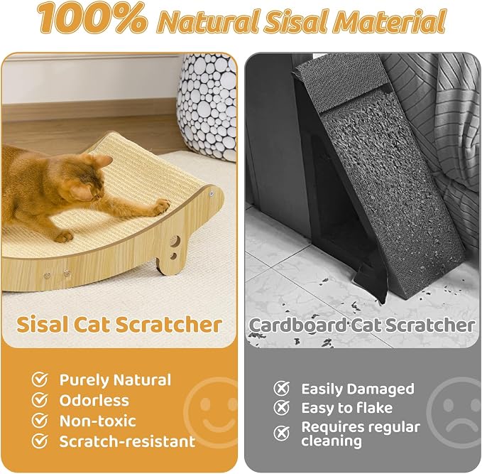 27.6" Sisal Cat Scratcher Bed Natural Sisal Wooden Cat Furniture | Cat Scratchers for Indoor for Scratching Pad Cat Chair Natural Sisal Scratch Post for Large Cats Scratcher Lounge(Large)